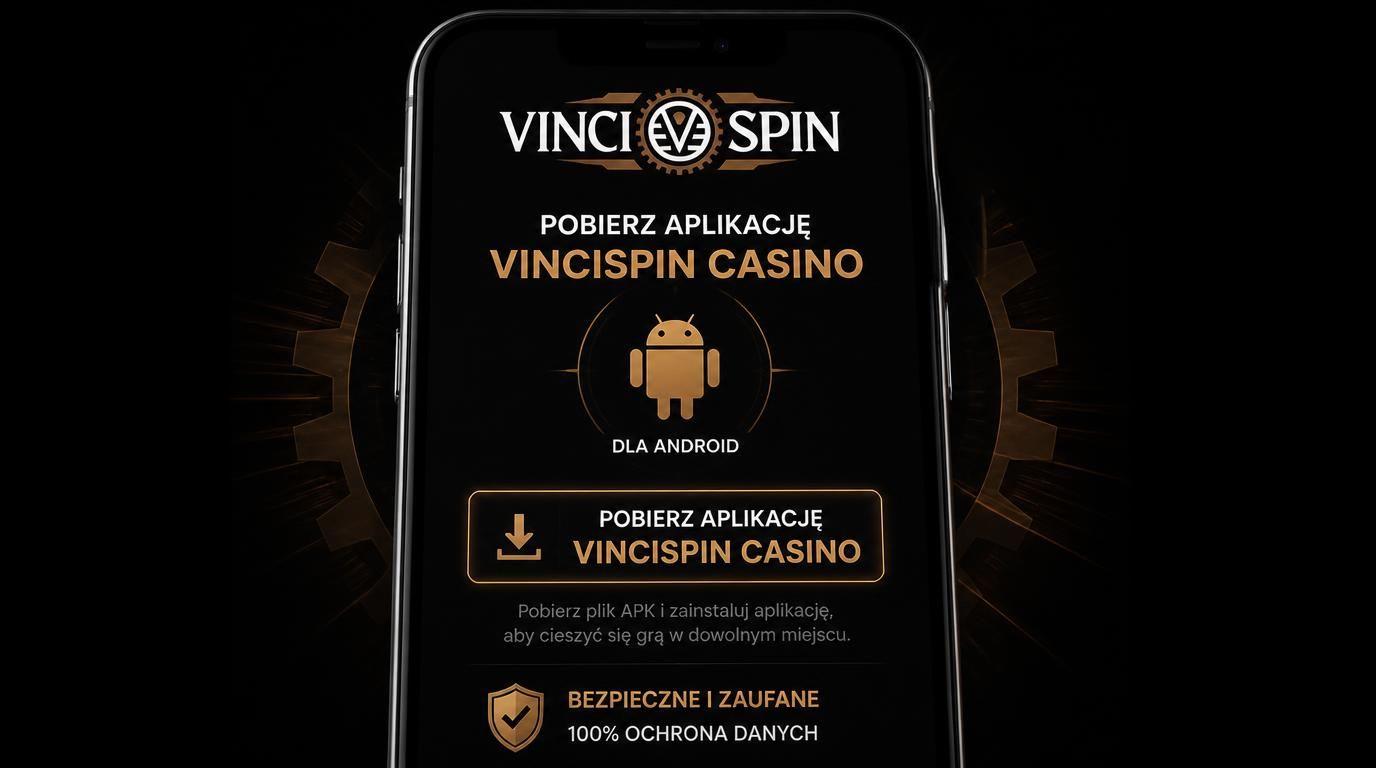 Interfejs aplikacji pobrania APK z logo i ikony zabezpieczeń